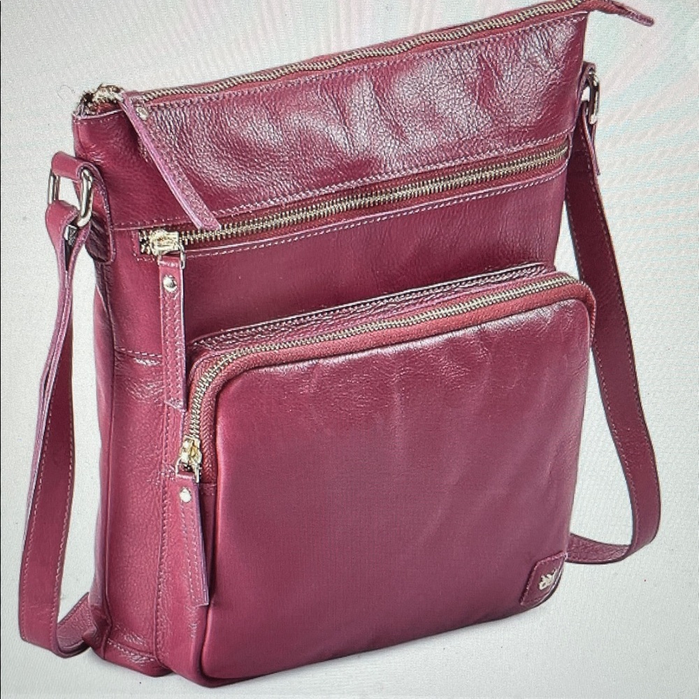 Wise owl pink/Burgundy Leather Crossbody Bag-NWT